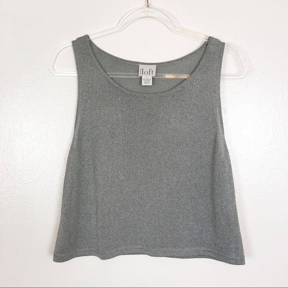 Ann Taylor LOFT | Silver Metallic Sleeveless Top
